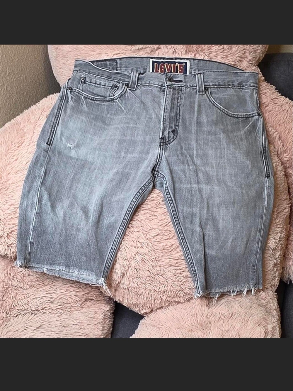 Levi's Men's Light Gray Distressed Denim Cutoff Shorts